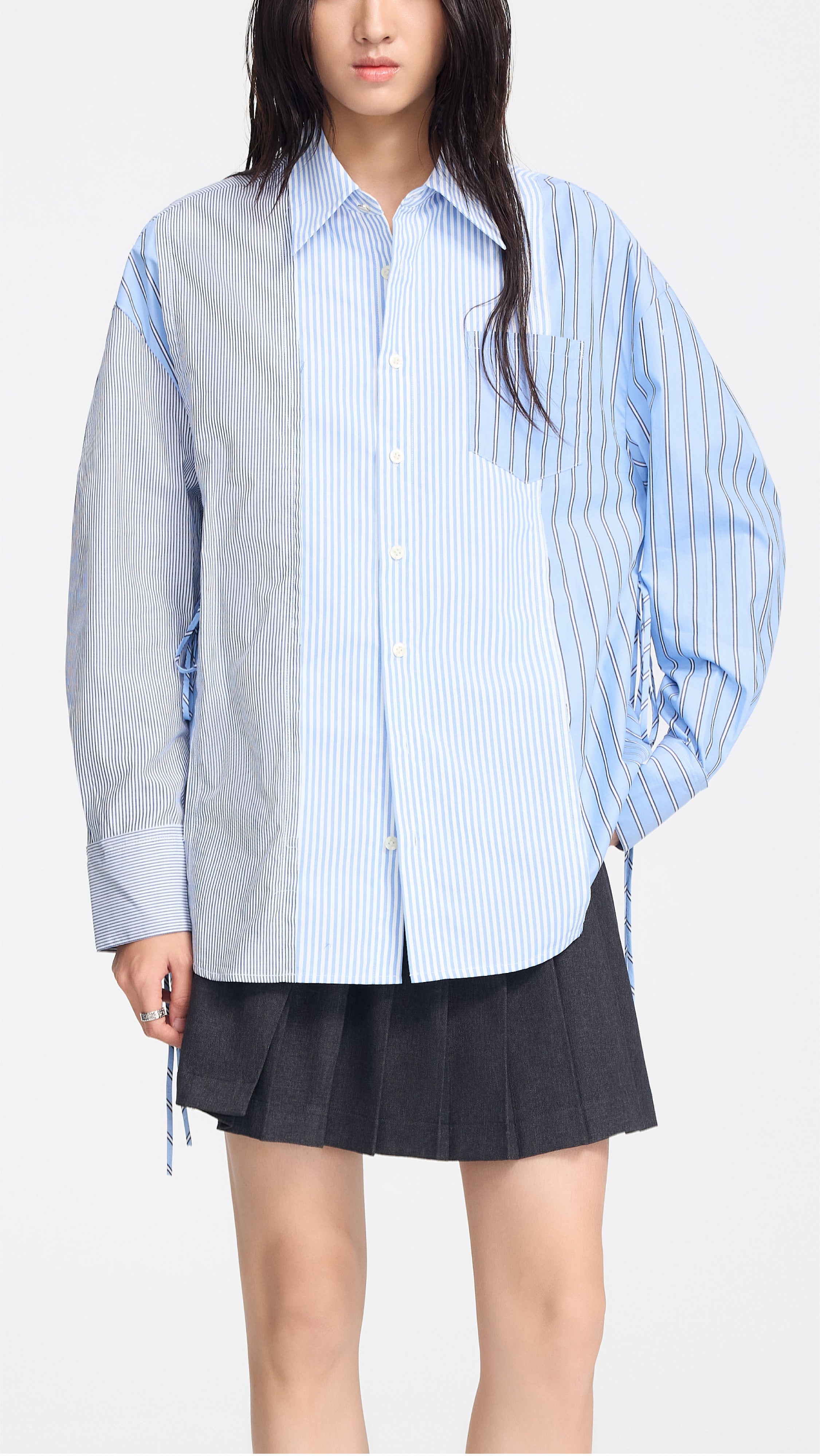Patchwork Puff-sleeves Shirt