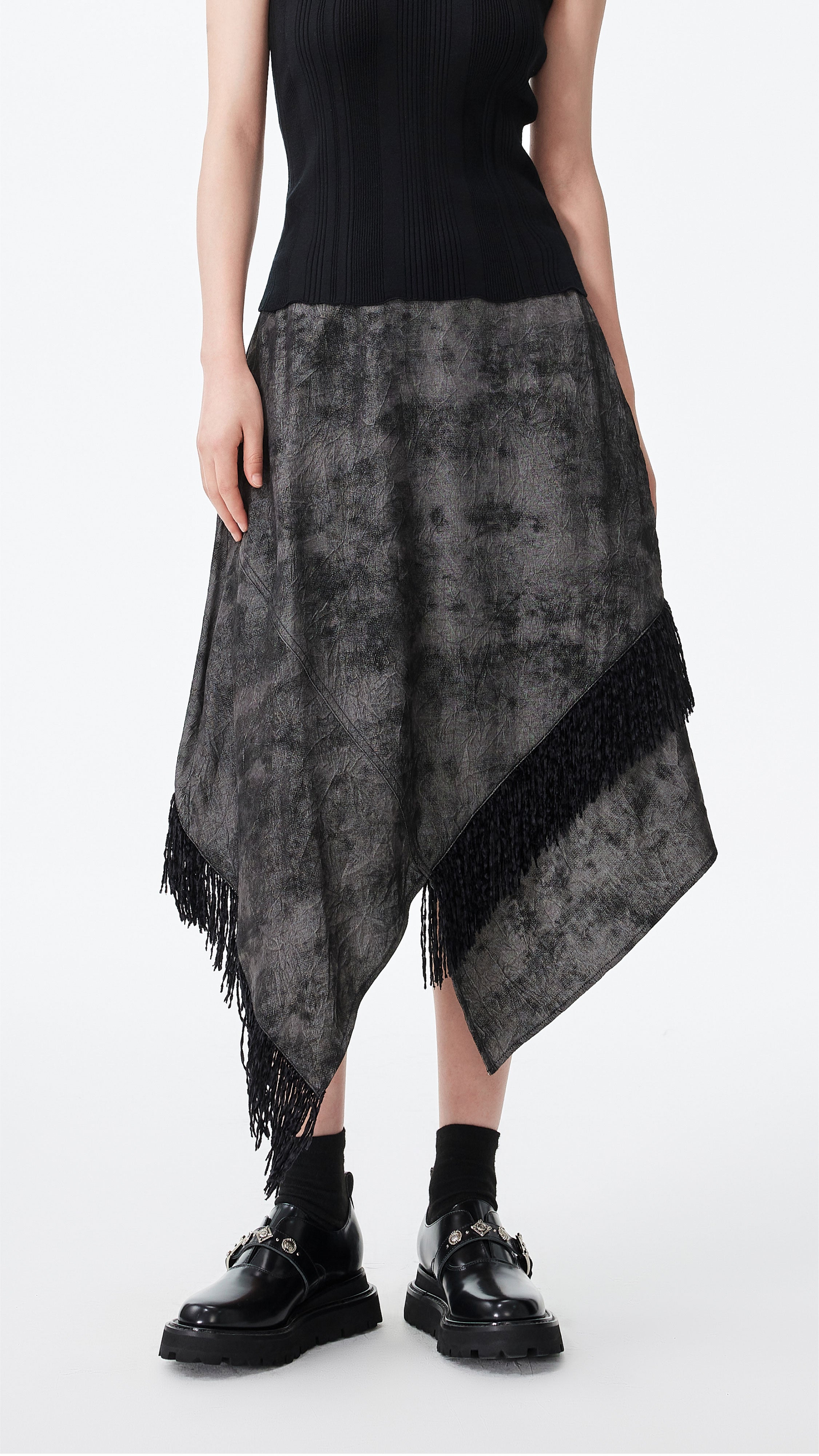 Western Faux Denim Pencil Skirt