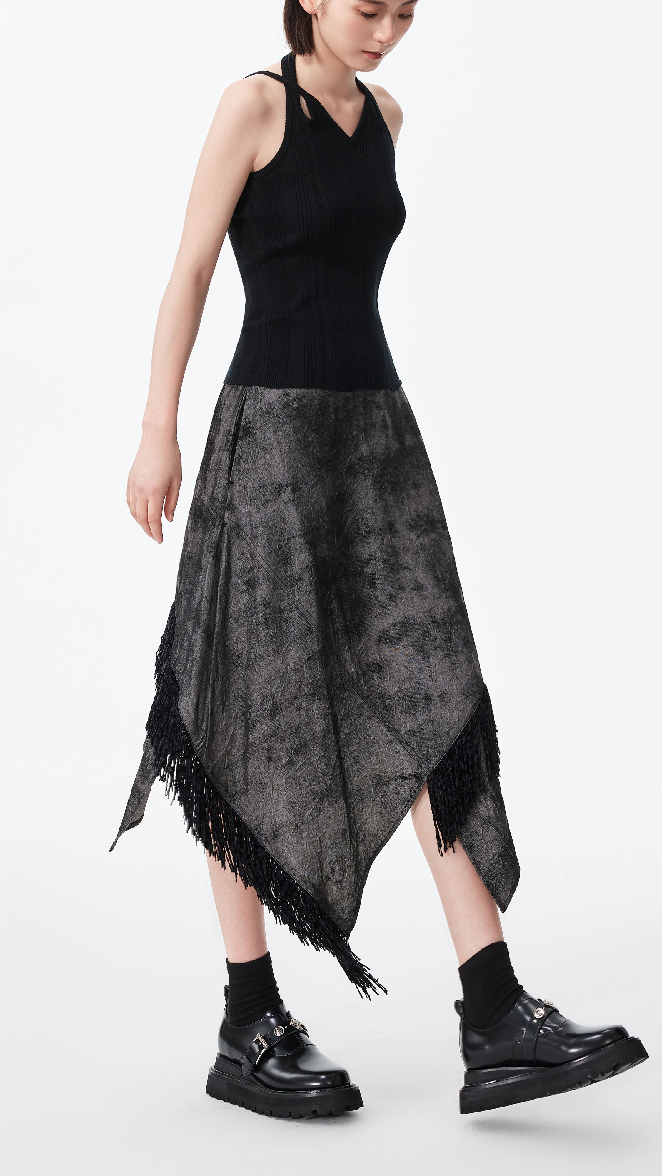 Western Faux Denim Pencil Skirt