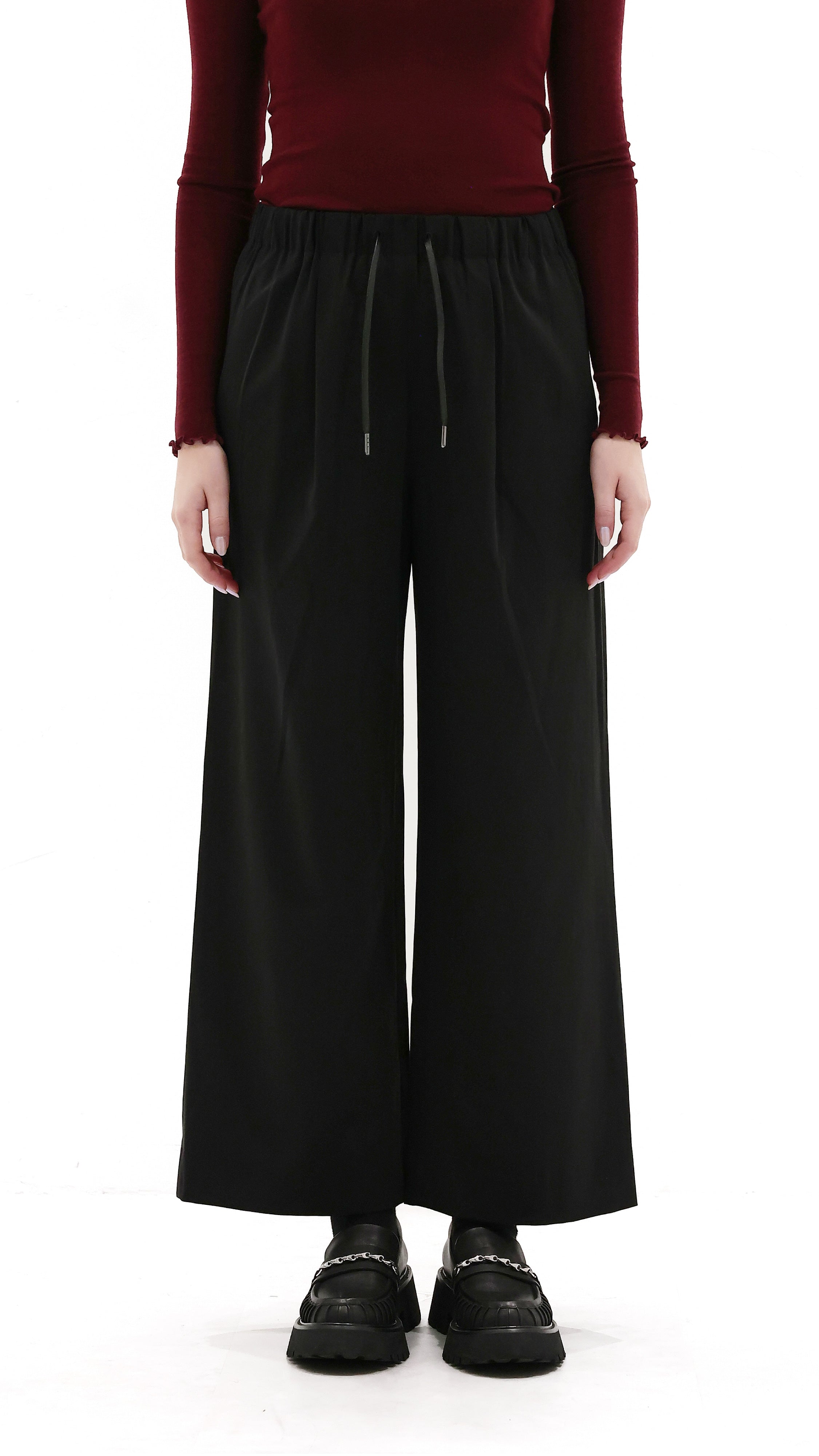 Wide-Leg With Drawstring Pants