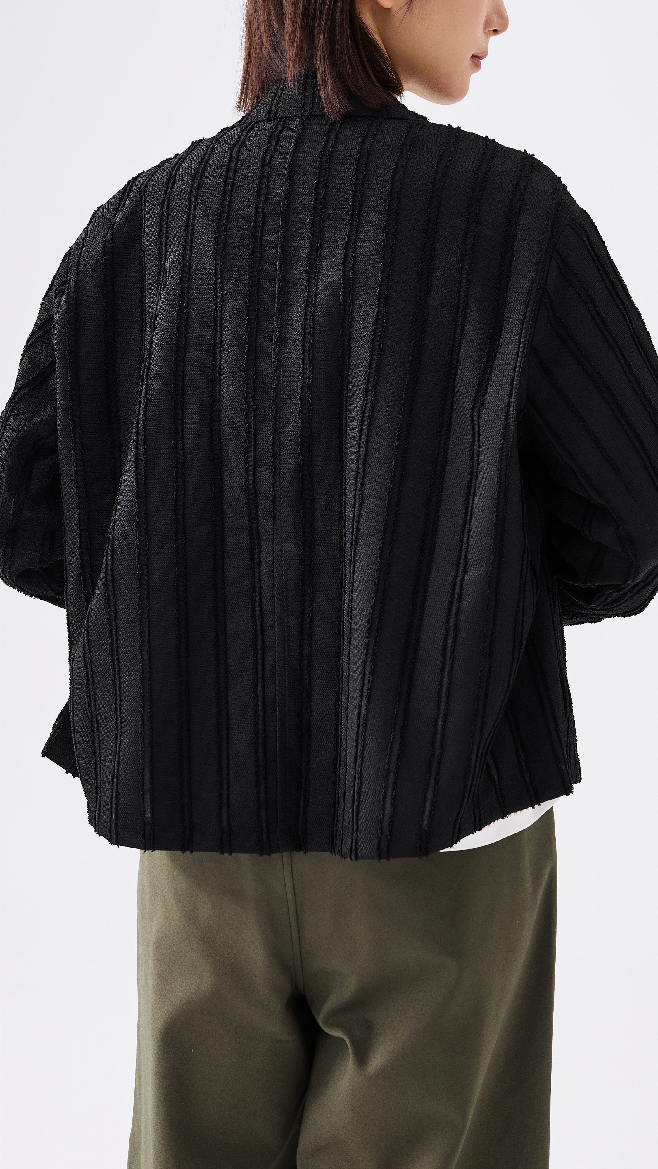 Stripe Jacquard Crop Blazer