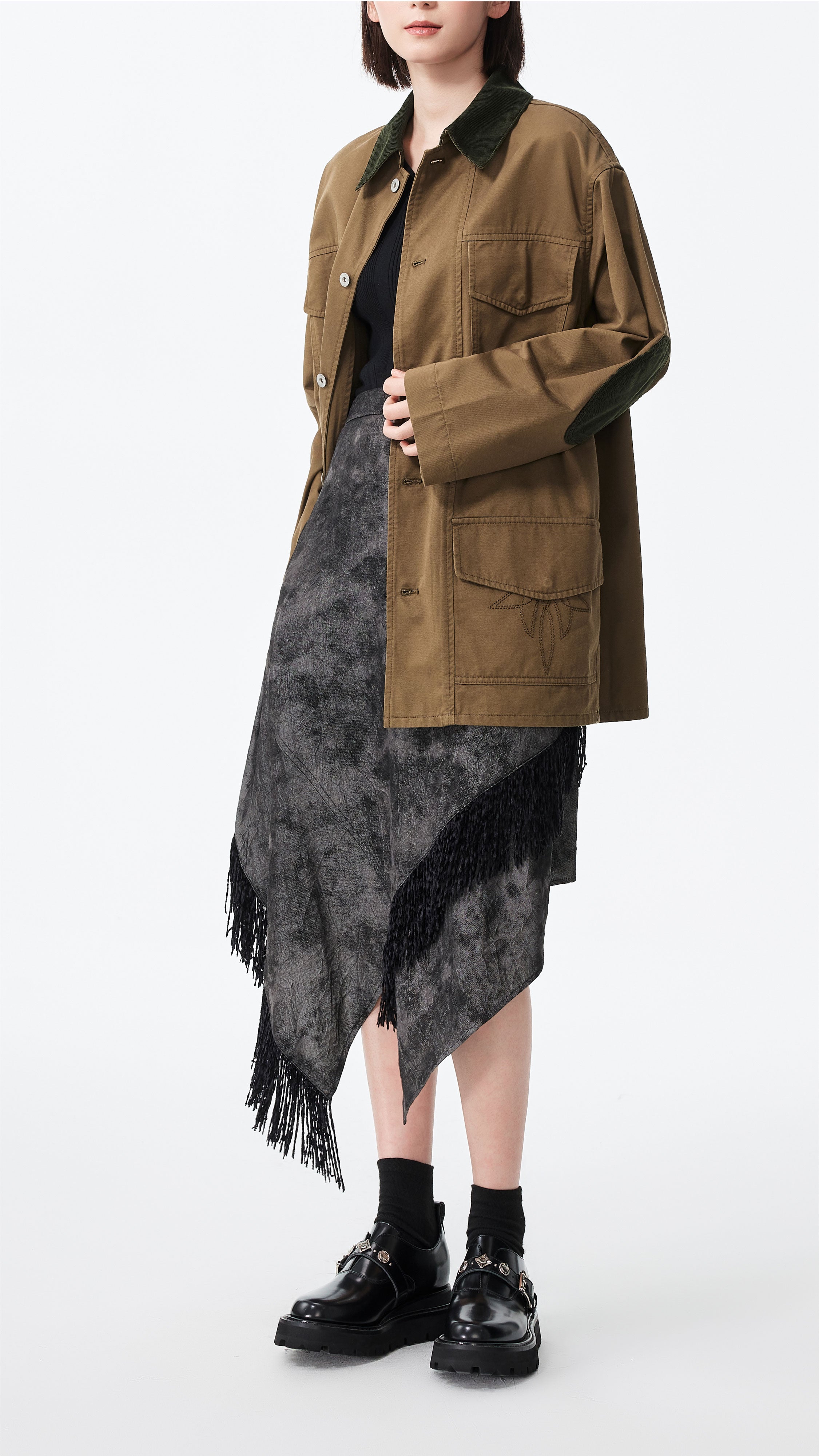 Western Faux Denim Pencil Skirt