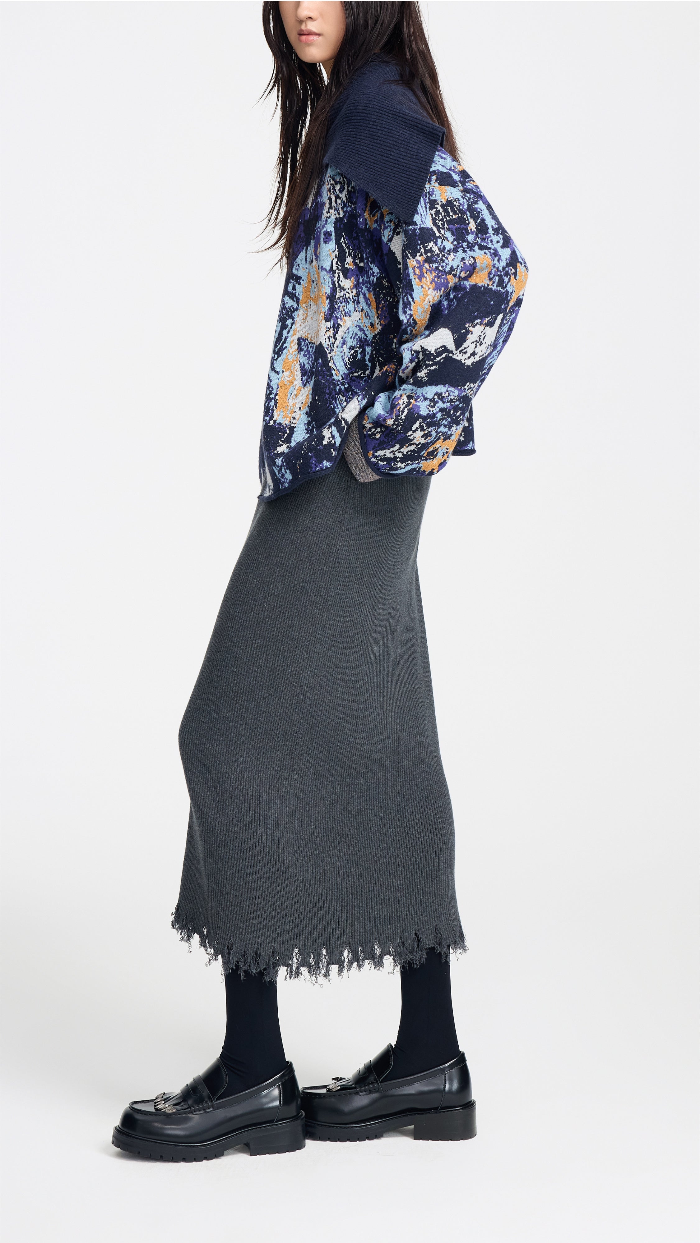 Zip-up Knitted Pencil Skirt