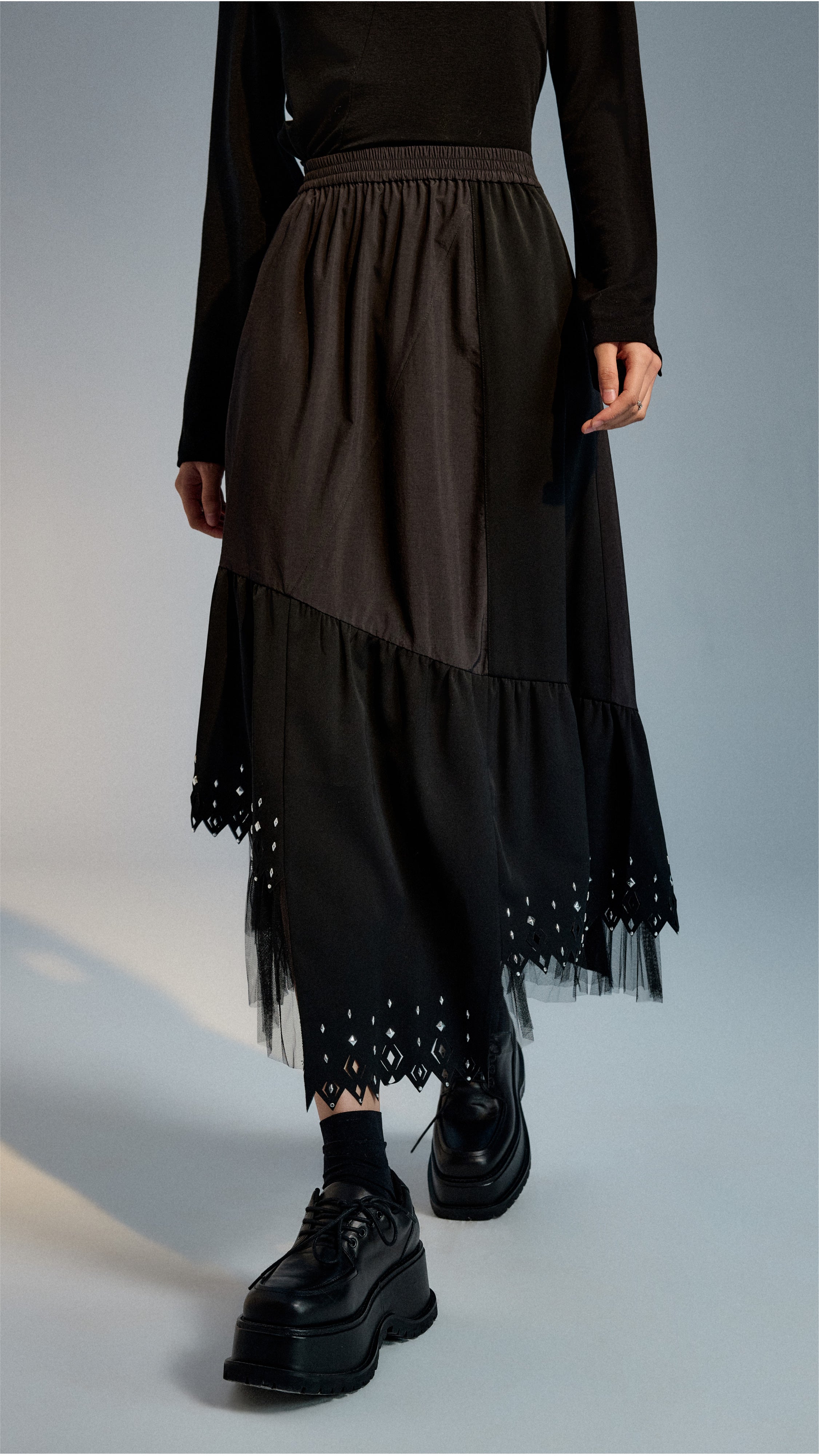 Asymmetric Skirt with Sprinkle Hems