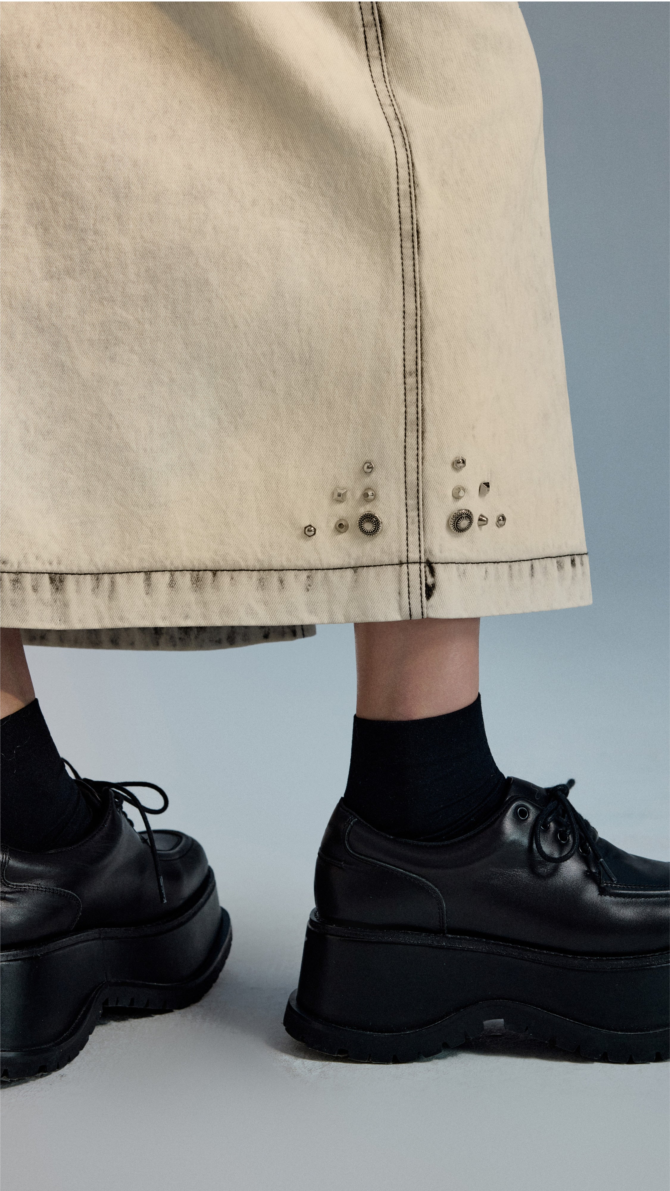 Bleach-washed Pencil Skirt