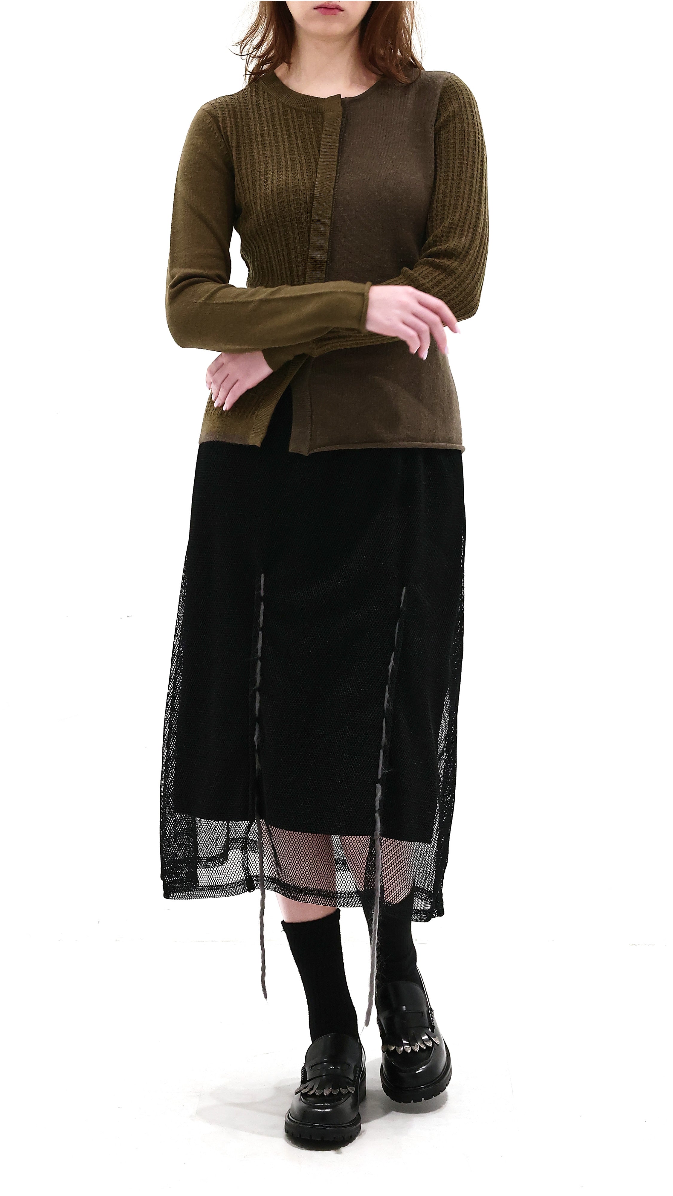 Mesh Covered Knit Skirt