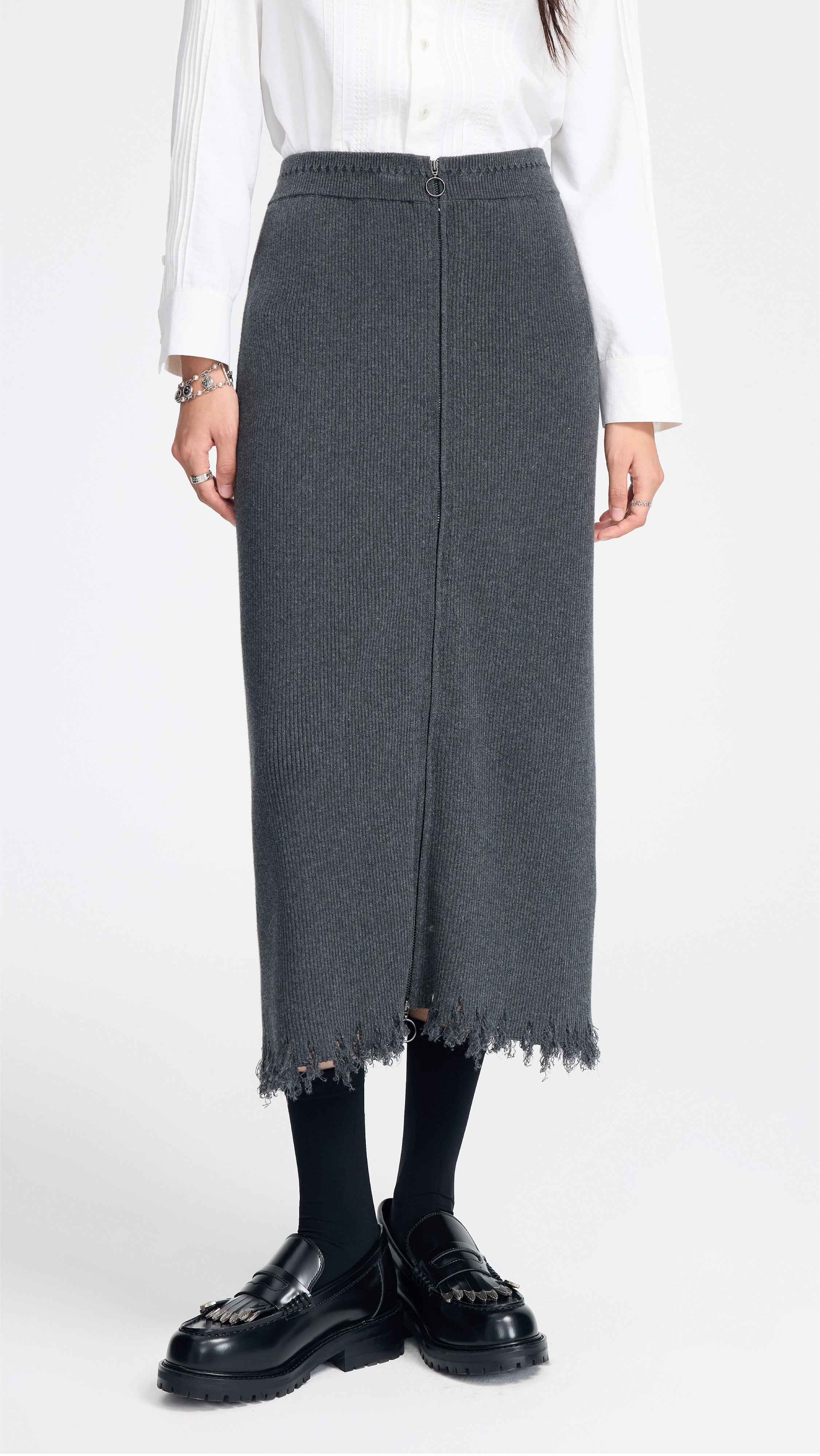 Zip-up Knitted Pencil Skirt