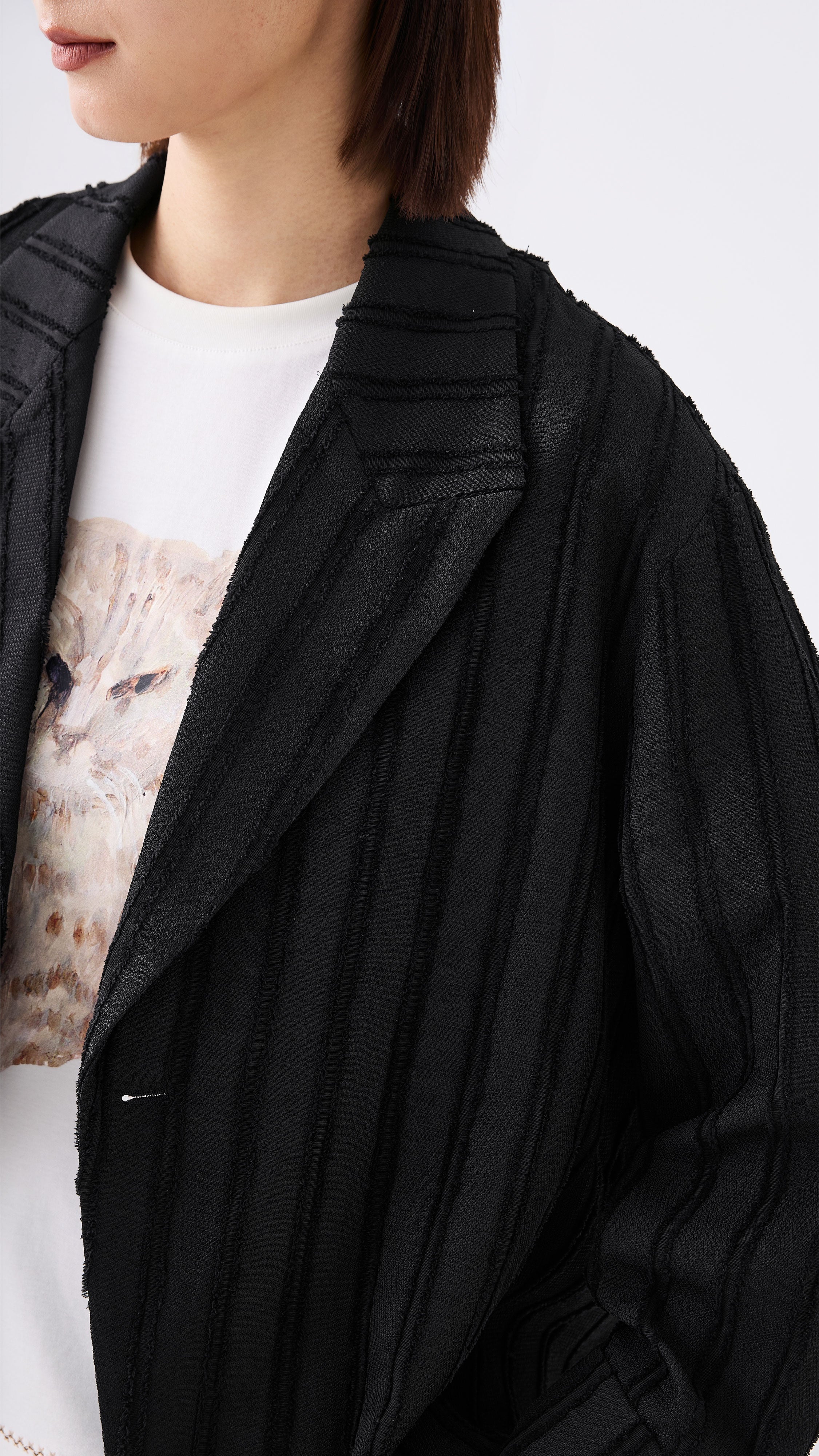 Stripe Jacquard Crop Blazer