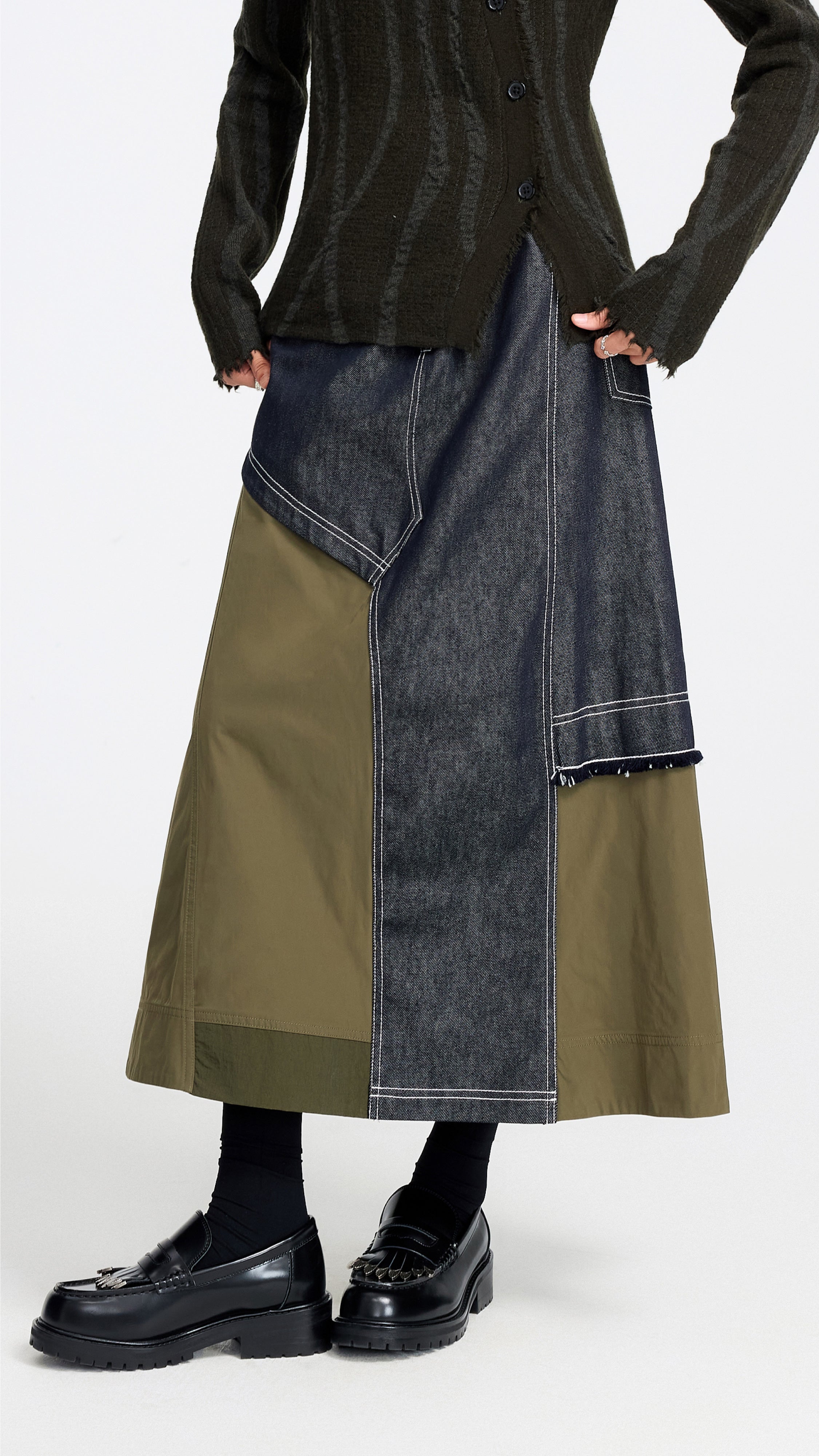 Rebuild Denim Army A-line Skirt