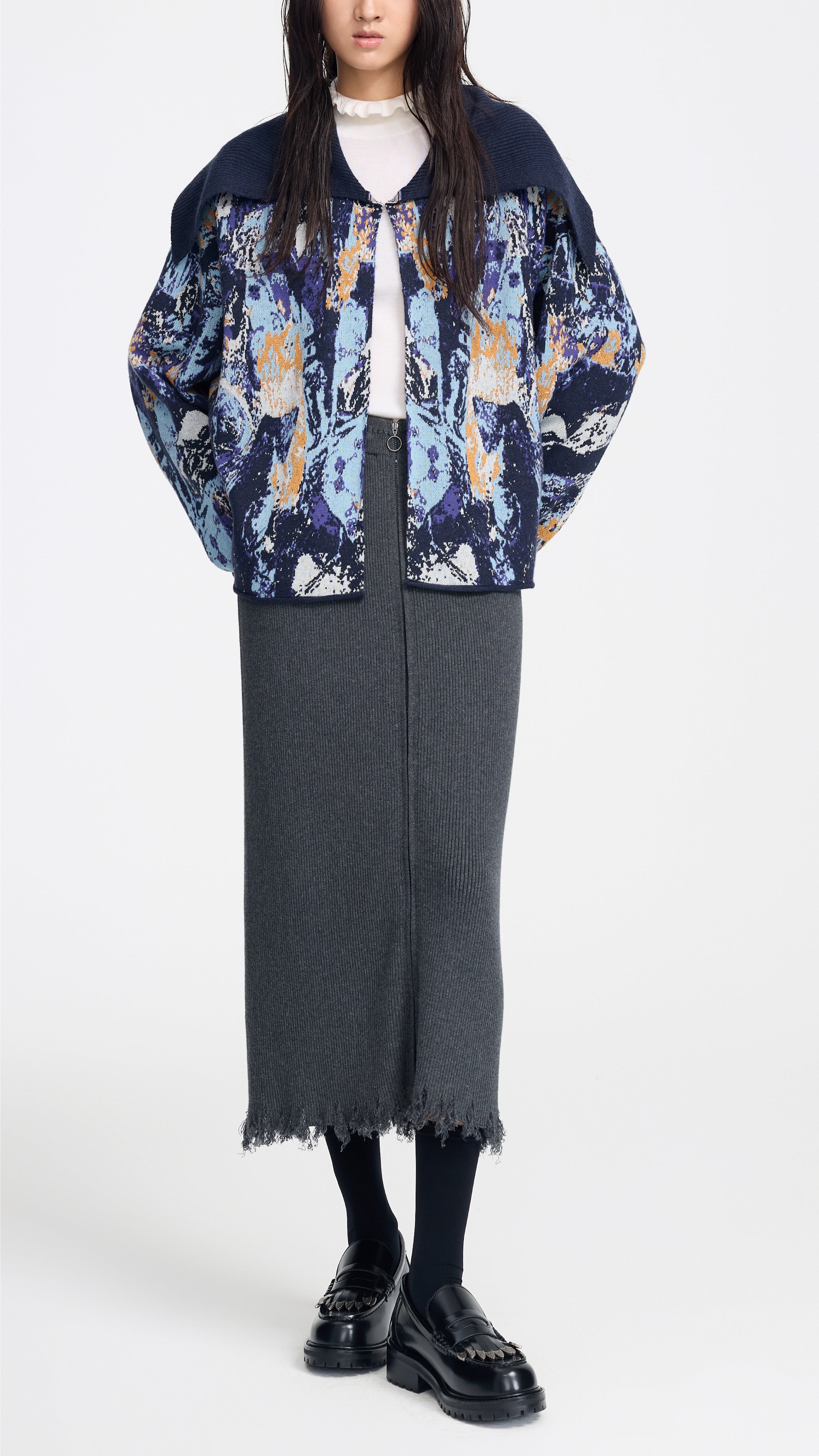 Zip-up Knitted Pencil Skirt